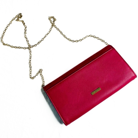 Aldo Handbags - Aldo Ringtail Red Leather/Suede Texture Clutch Gold Chain Shoulder Bag
